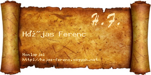 Héjas Ferenc névjegykártya